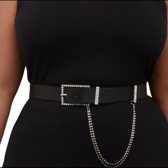 Rhinestone Clear Plus Size Belt Bag W/chain